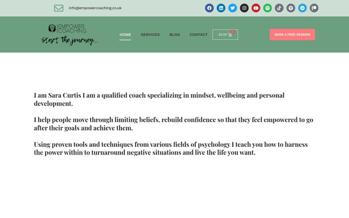Screenshot stránky empowercoaching.co.uk