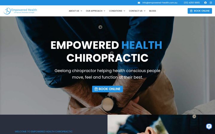 Screenshot ta' empoweredhealthchiropractic.com.au