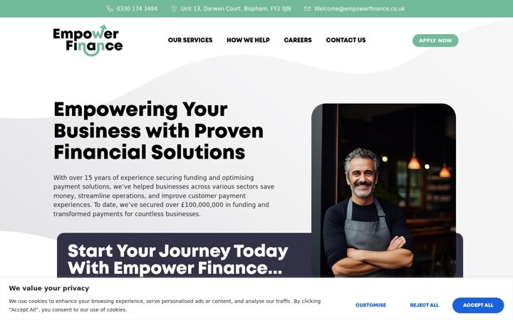 Screenshot stránky empowerfinance.co.uk