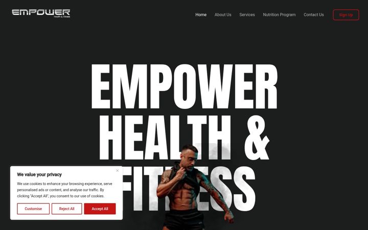 Ekraanipilt saidist empowergym.ie