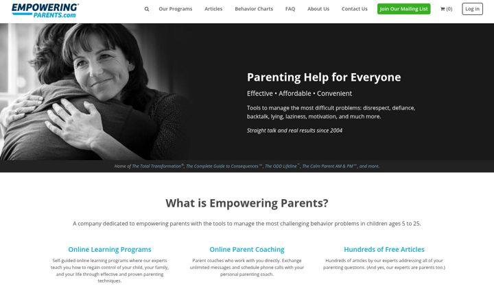 Screenshot of empoweringparents.com