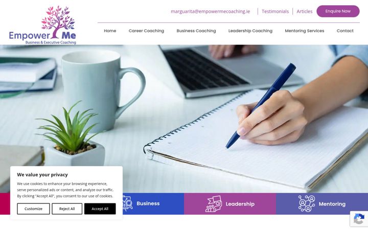Skærmbillede af empowermecoaching.ie