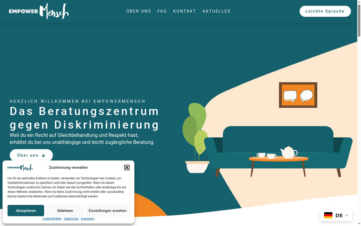 Screenshot van de toestemmingsbanner zoals getoond vóór enige interactie