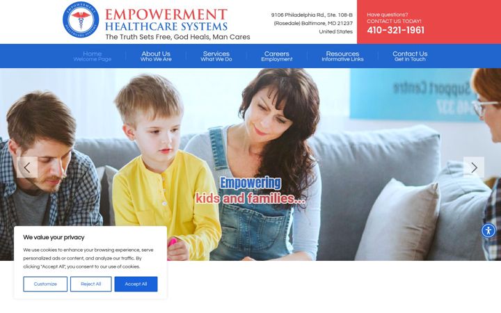 Posnetek zaslona empowermenthealthcare.org