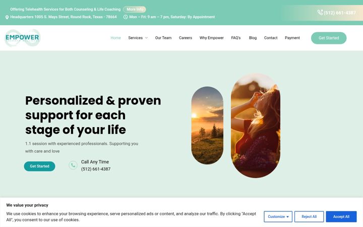 Screenshot of empowertherapywellness.com