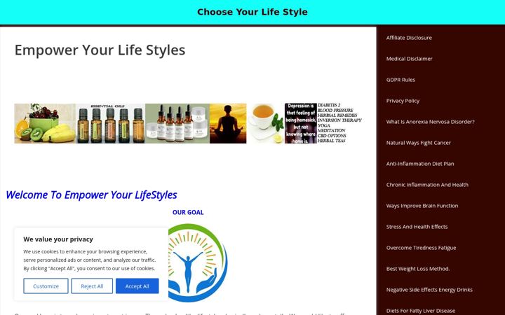 Screenshot of empoweryourlifestyles.com