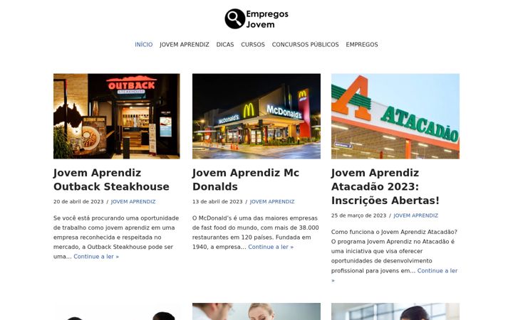 Екранна снимка на empregosjovem.com.br