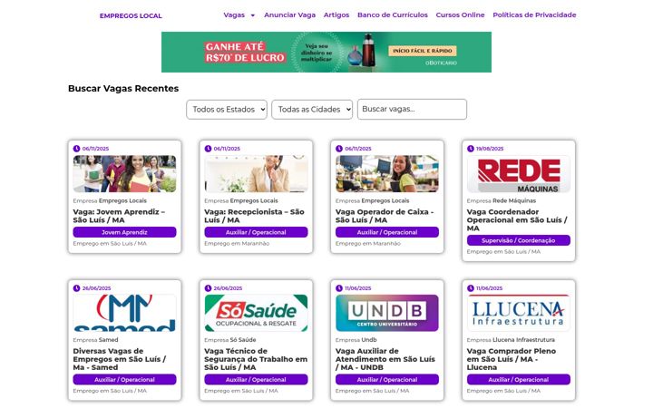 Екранна снимка на empregoslocal.com.br