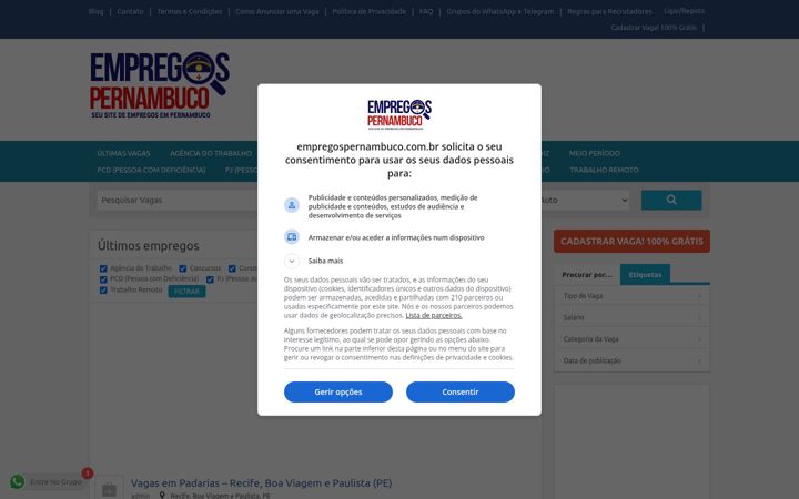 Екранна снимка на empregospernambuco.com.br