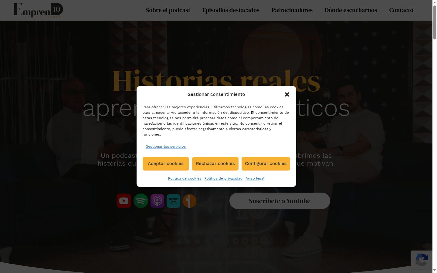 Screenshot del banner di consenso mostrato prima di qualsiasi interazione