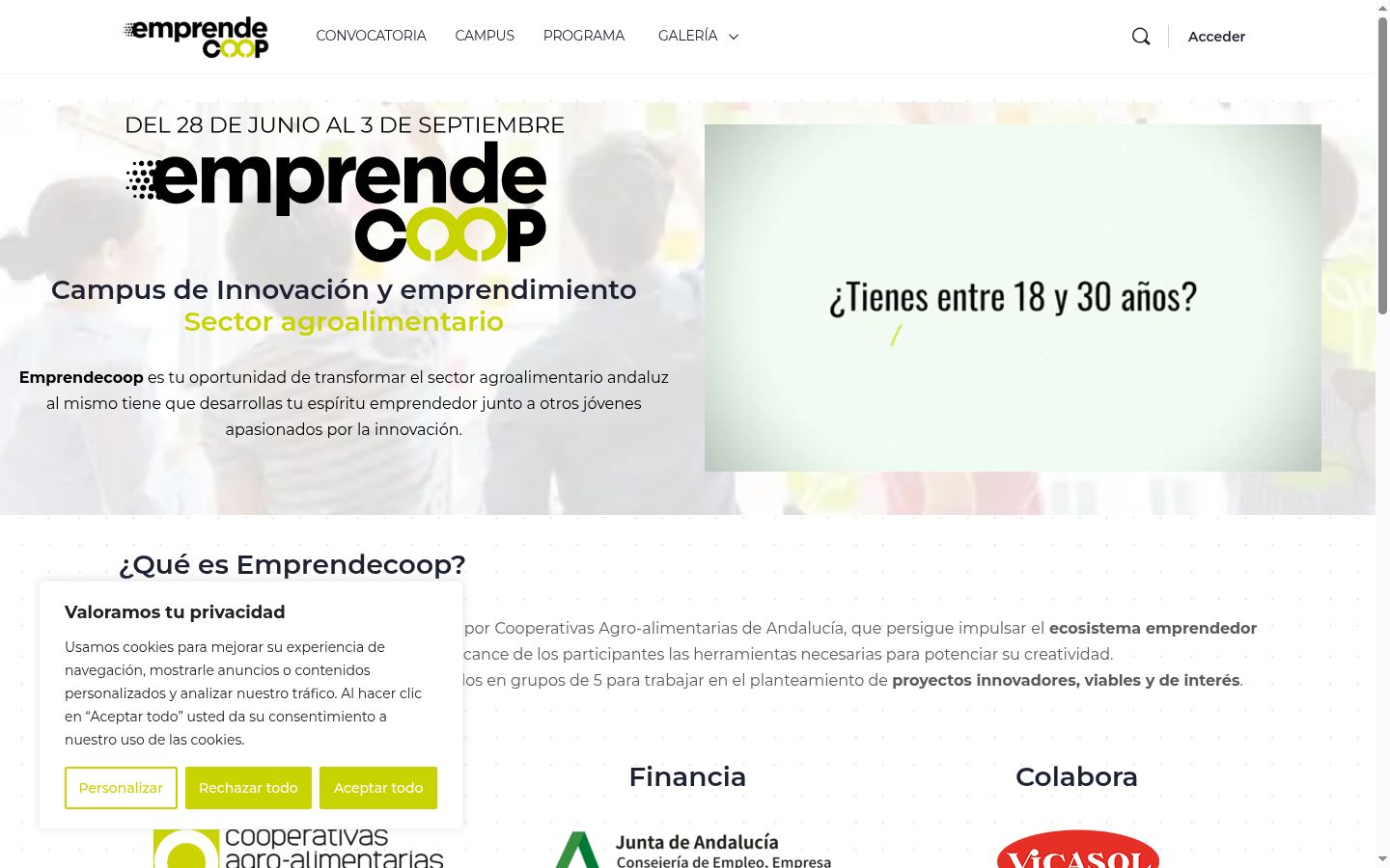 Screenshot del banner di consenso mostrato prima di qualsiasi interazione