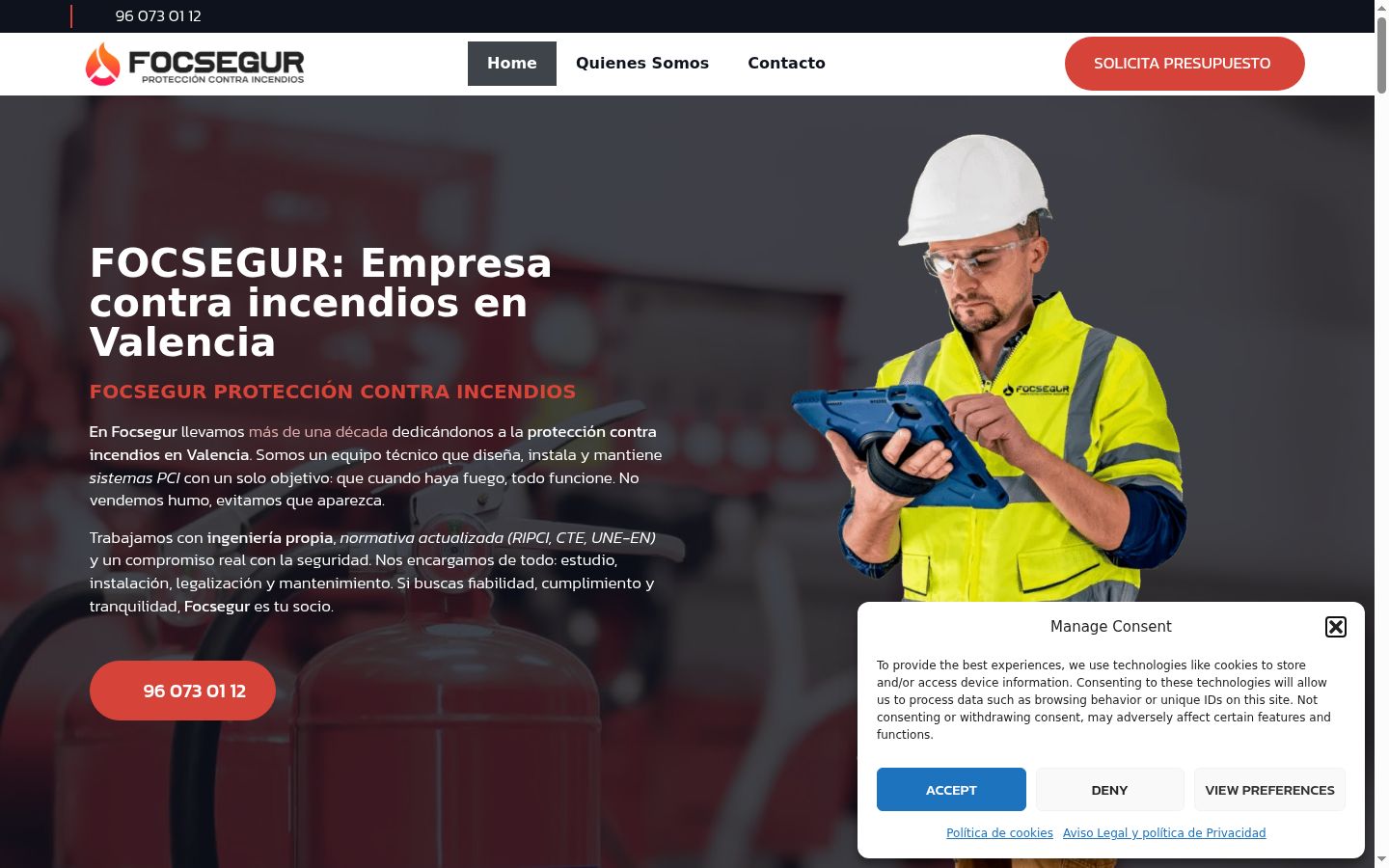 Captura de pantalla del banner de consentimiento mostrado antes de cualquier interacción