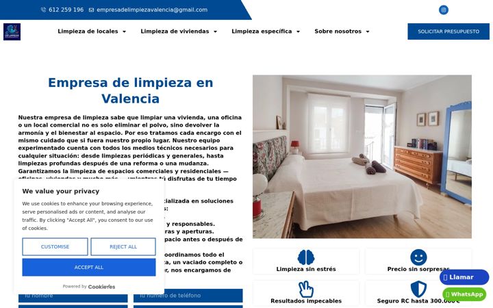 Ekraanipilt saidist empresadelimpiezavalencia.es