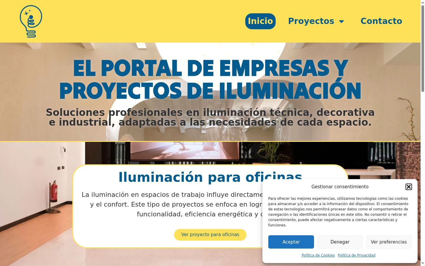 Captura de pantalla del banner de consentimiento mostrado antes de cualquier interacción