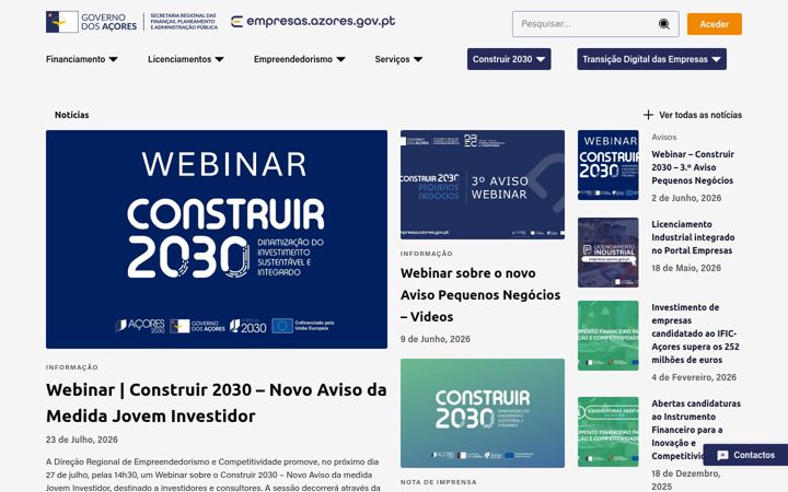 Ekrano kopija empresas.azores.gov.pt