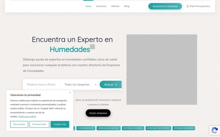 Screenshot of empresasdehumedades.com