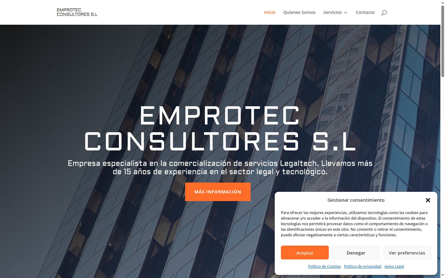 Screenshot del banner di consenso mostrato prima di qualsiasi interazione