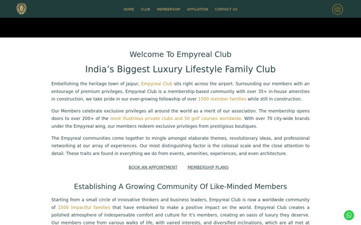 Screenshot of empyrealclub.in
