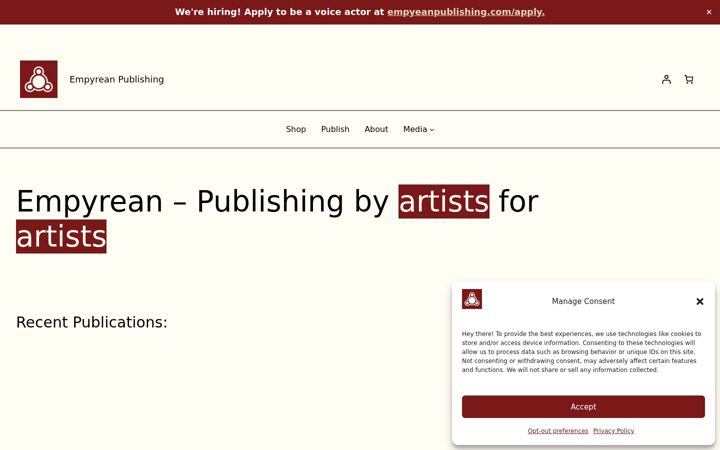 Screenshot of empyreanpublishing.com