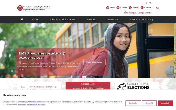 Zrzut ekranu emsb.qc.ca
