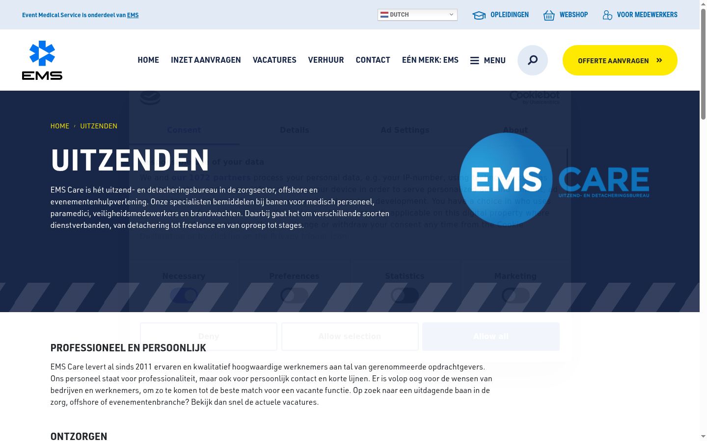 Sutikimo reklamjuostės, rodytos prieš bet kokią sąveiką, ekrano kopija