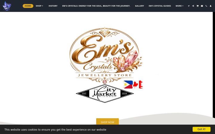 Screenshot of emscrystals.com
