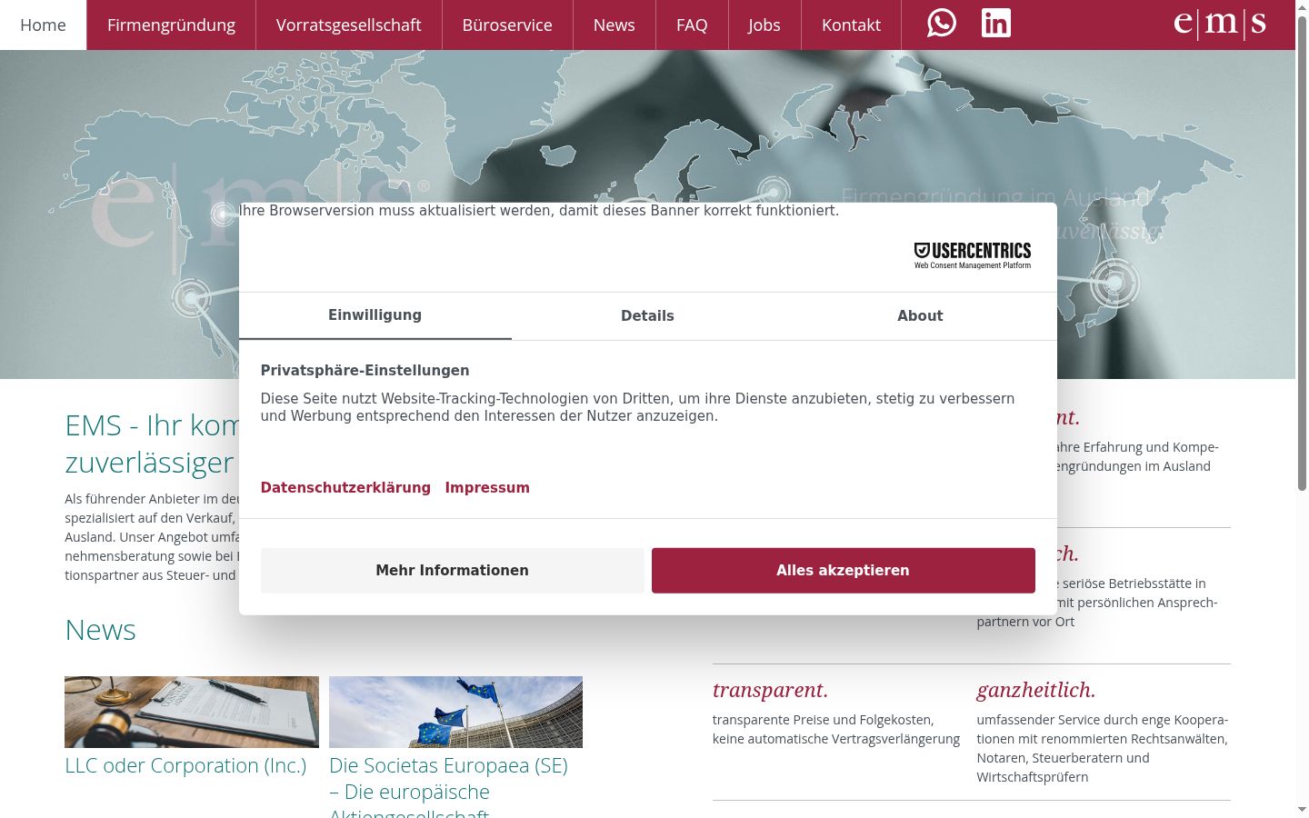 Zrzut ekranu banera zgody wyświetlanego przed jakąkolwiek interakcją