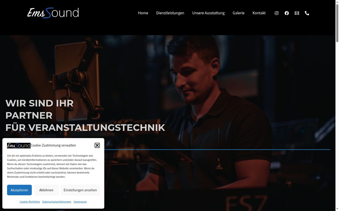 Screenshot des Einwilligungsbanners vor jeglicher Interaktion