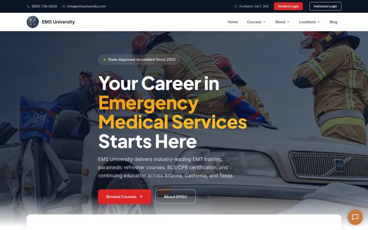 Screenshot of emsuniversity.com