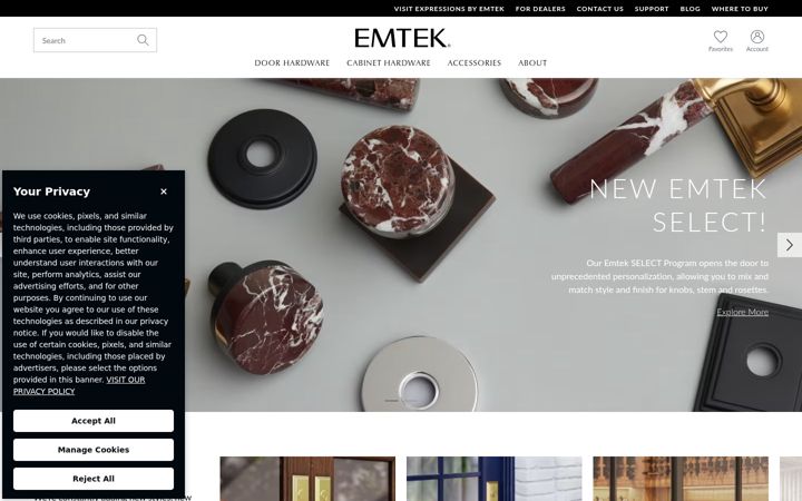 Screenshot of emtek.com