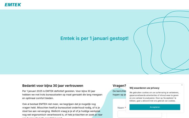 Ekrano kopija emtek.nl