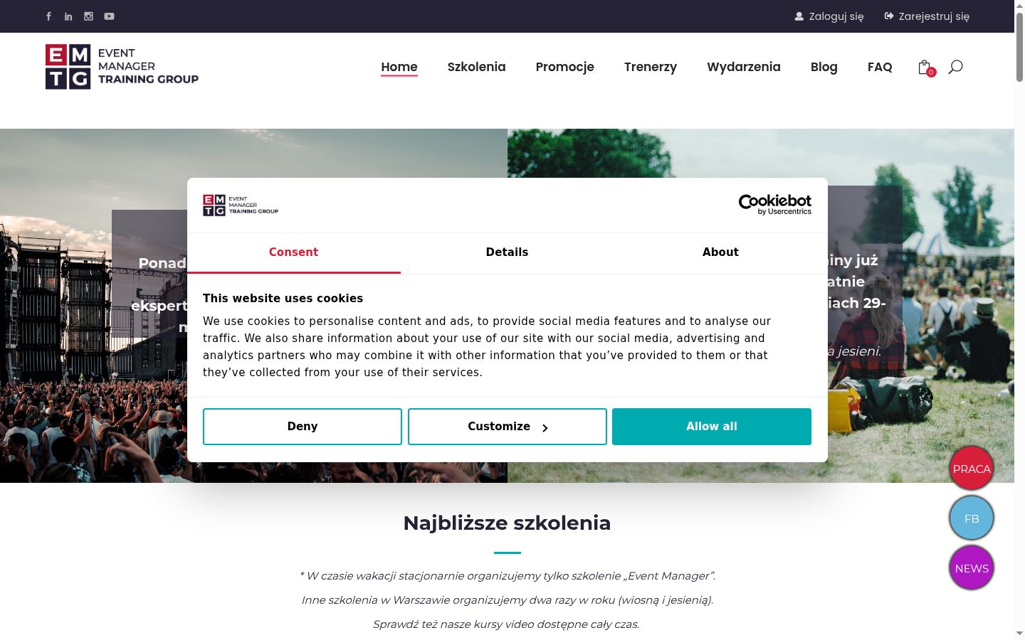 Snimka zaslona bannera za privolu prikazanog prije bilo kakve interakcije