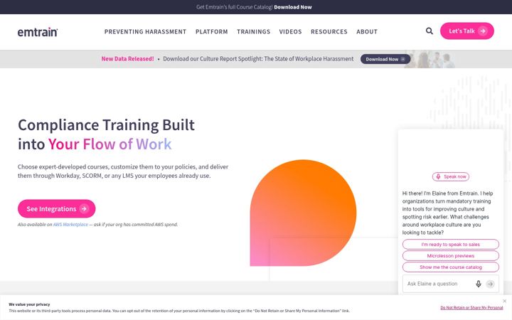 Screenshot of emtrain.com