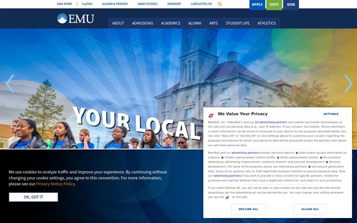 Screenshot of emu.edu