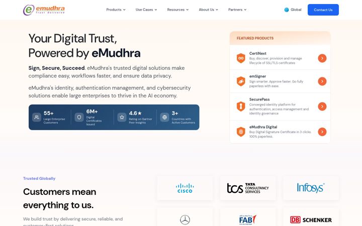 Screenshot of emudhra.com