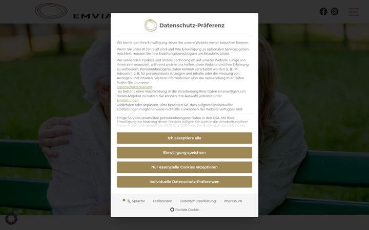 Captura de ecrã de emvia.de