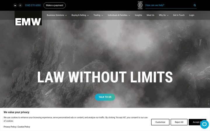 Screenshot of emwlaw.com