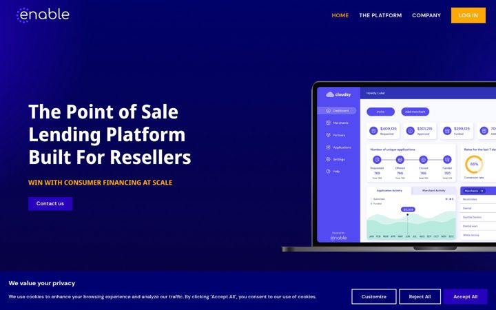 Screenshot of enablefinancing.com