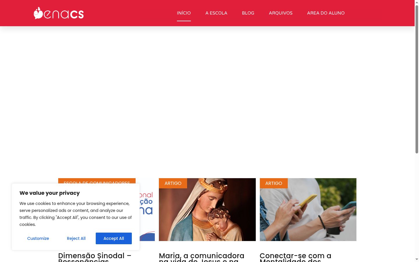 Screenshot des Einwilligungsbanners vor jeglicher Interaktion