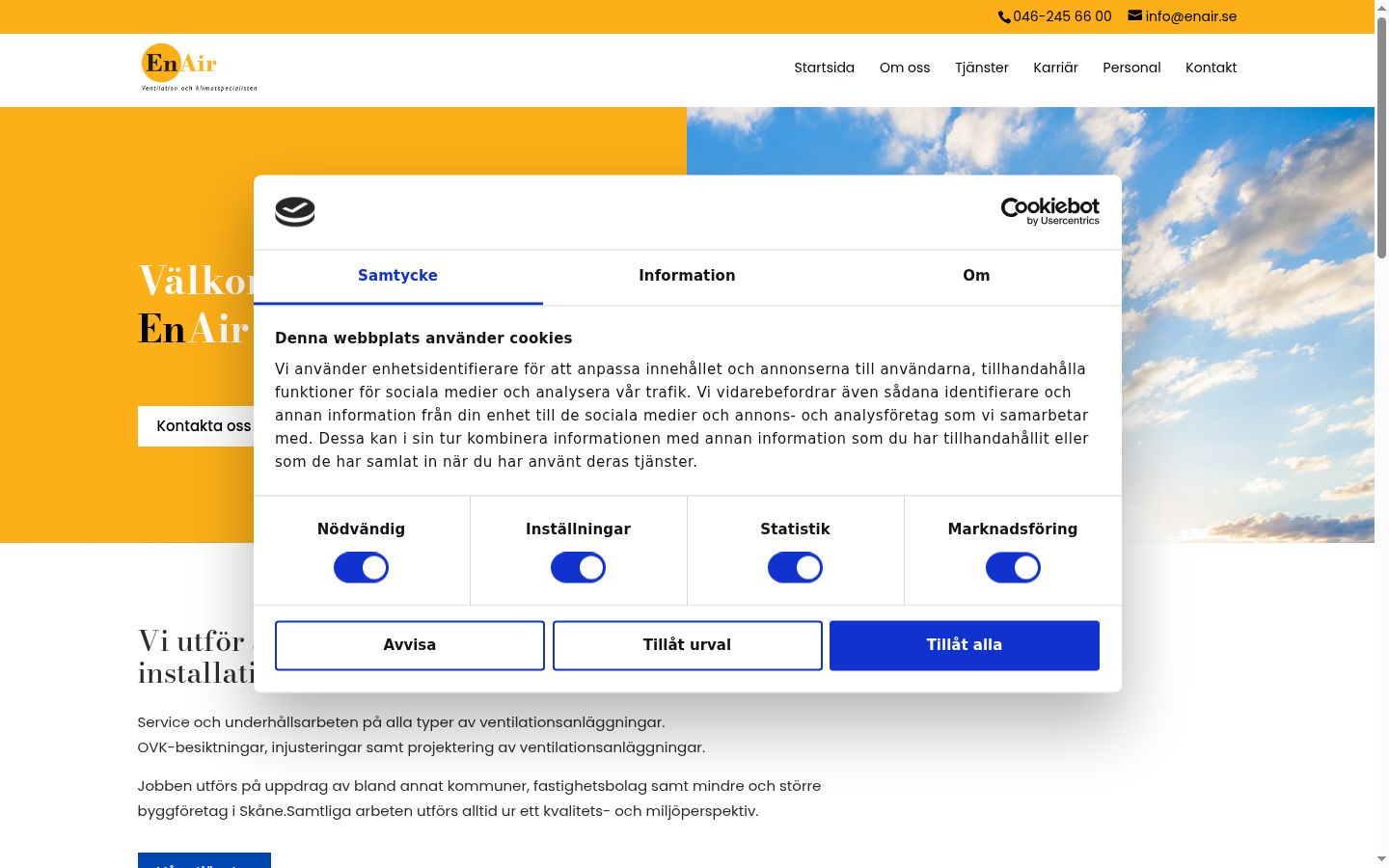 Screenshot des Einwilligungsbanners vor jeglicher Interaktion