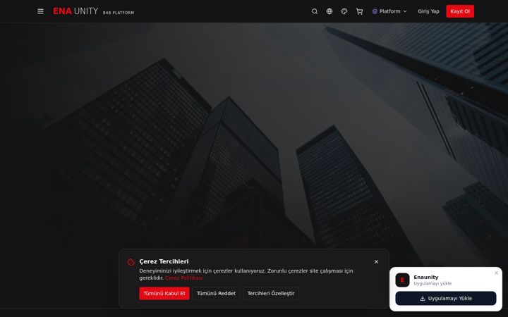 Screenshot stránky enaunity.com.tr