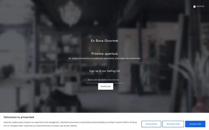 Screenshot of enbocagourmet.com