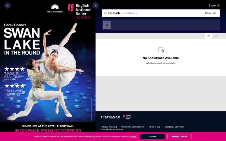 Screenshot of enbswanlakecinema.com