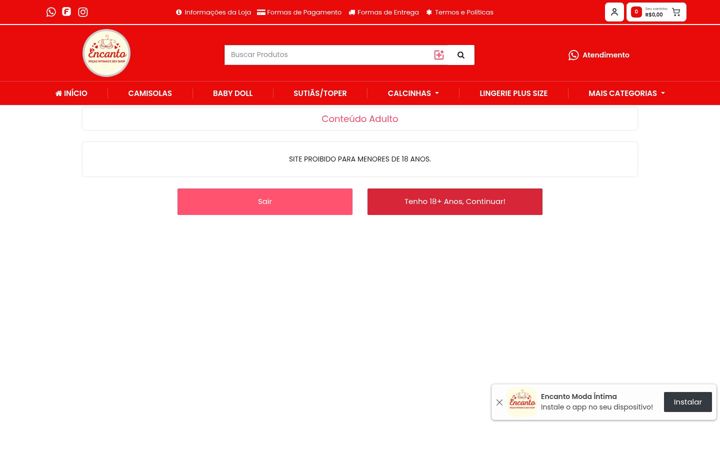 Екранна снимка на encantomodaintima.com.br