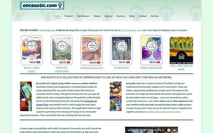 Screenshot of encaustic.com