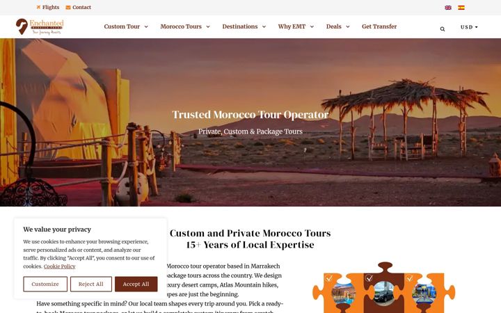 Screenshot of enchantedmoroccotours.com