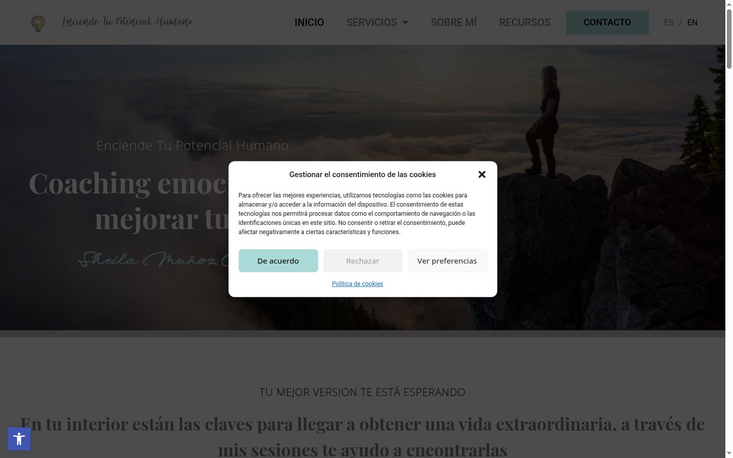Capture d'écran de la bannière de consentement affichée avant toute interaction
