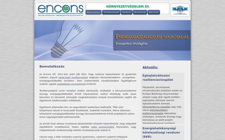 Kuvakaappaus sivustosta encons.hu