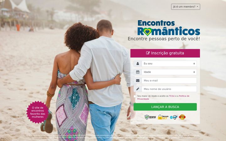 Captura de pantalla de encontros-romanticos.com.br