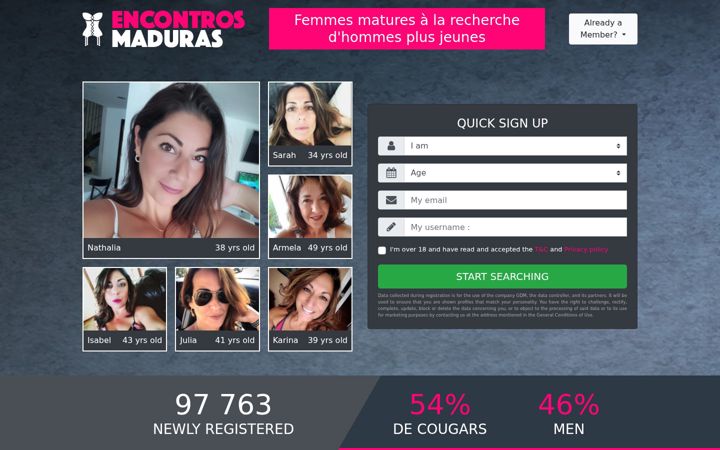 Screenshot of encontrosmaduras.com